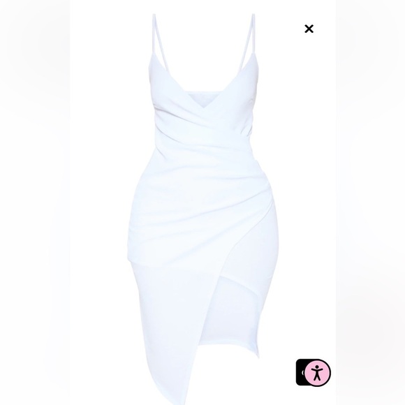 Pretty Little Things Lauriell White Wrap Front Crepe Midi Dress Sz 6 - Picture 3 of 7